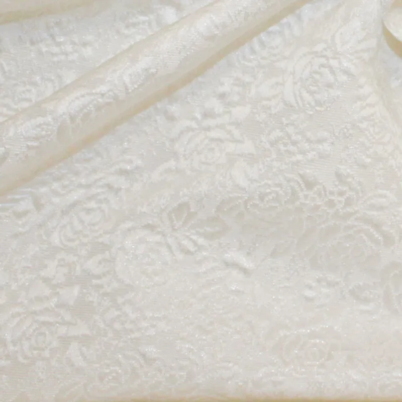 Tessuto jacquard con fiori bianco | Tessuto cerimonia
