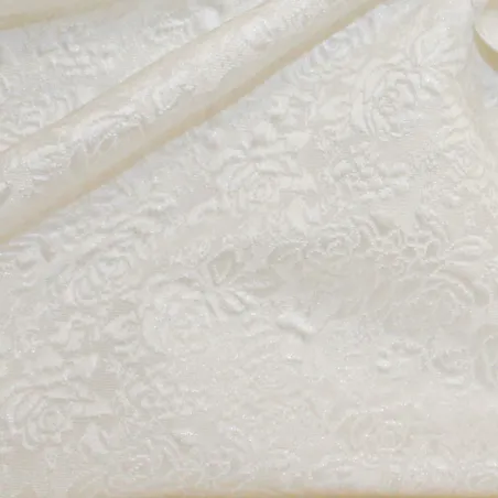 Tessuto jacquard con fiori bianco | Tessuto cerimonia