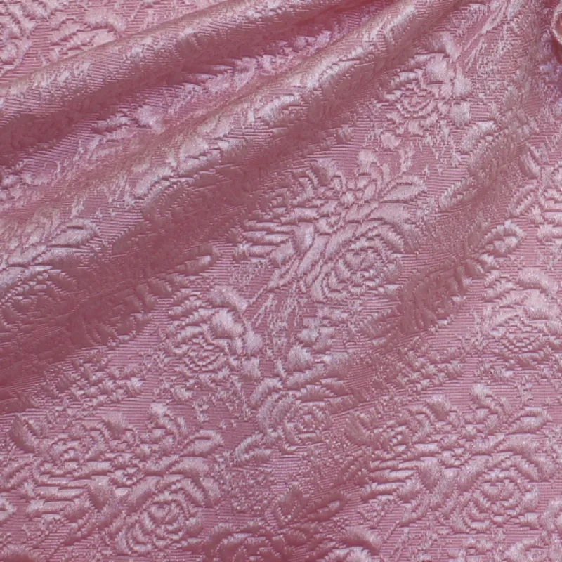 Tessuto jacquard con fiori di colore rosa | Tessuto cerimonia