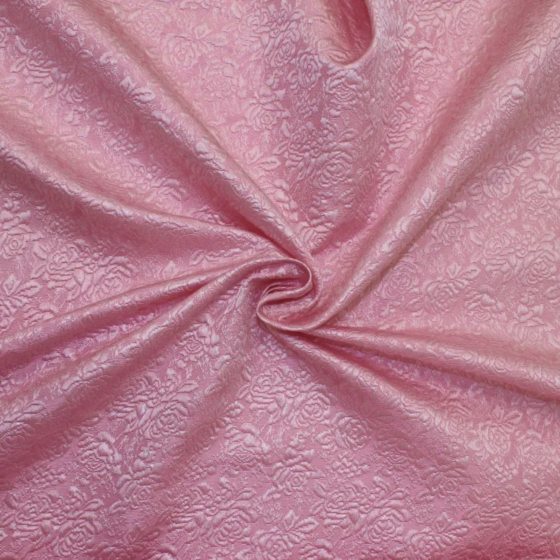 Tessuto jacquard con fiori di colore rosa | Tessuto cerimonia