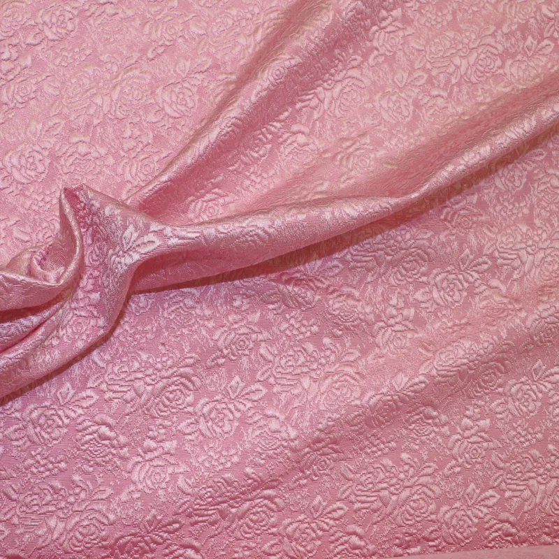 Tessuto jacquard con fiori di colore rosa | Tessuto cerimonia