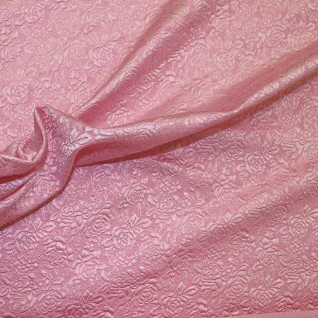 Tessuto jacquard con fiori di colore rosa | Tessuto cerimonia