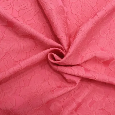 Jacquard  tessuto fragola | Fantasia floreale |  Tessuti Pregiati.