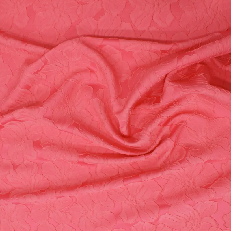 Jacquard  tessuto fragola | Fantasia floreale |  Tessuti Pregiati.