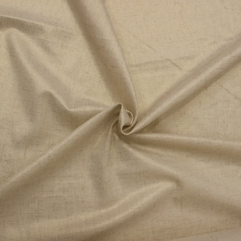 Tessuto misto lino beige spalmato oro  | abbigliamento donna