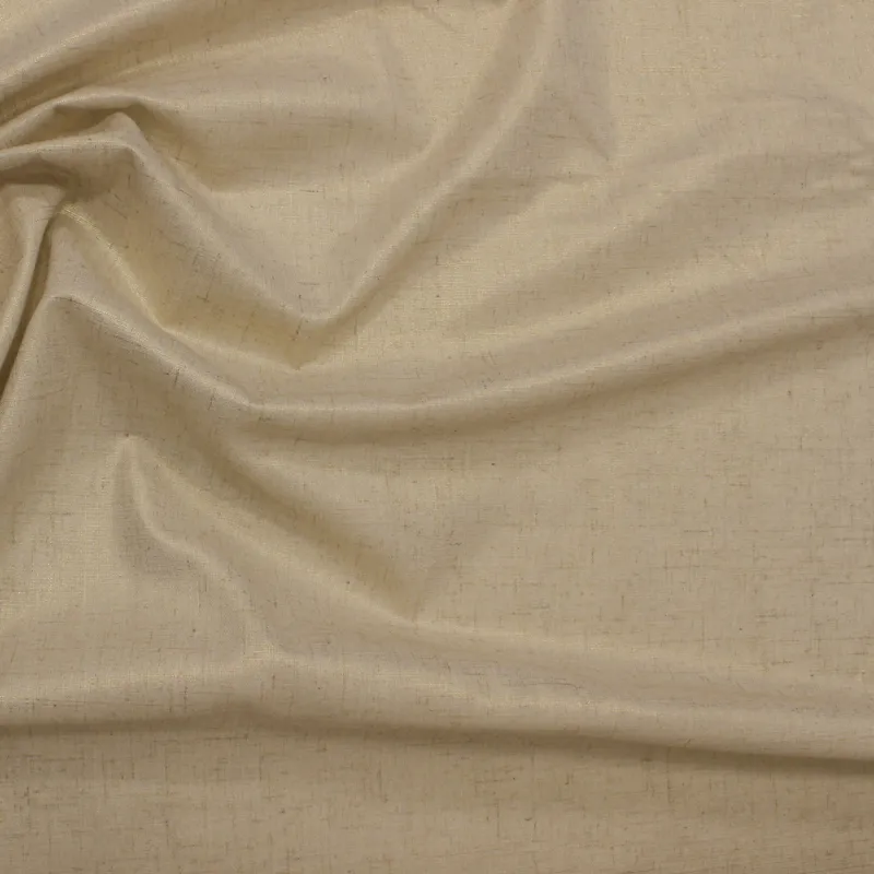 Tessuto misto lino beige spalmato oro  | abbigliamento donna