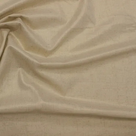 Tessuto misto lino beige spalmato oro  | abbigliamento donna