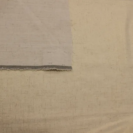 Tessuto misto lino beige spalmato oro  | abbigliamento donna