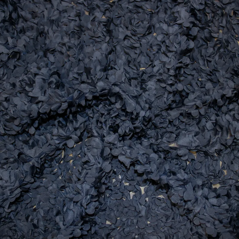 Tessuto blu petali 3D Fiori  | Tessuti Cerimonia