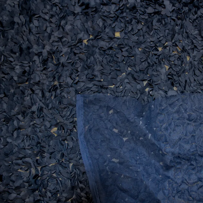 Tessuto blu petali 3D Fiori  | Tessuti Cerimonia