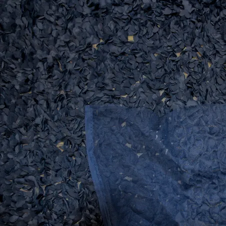 Tessuto blu petali 3D Fiori  | Tessuti Cerimonia