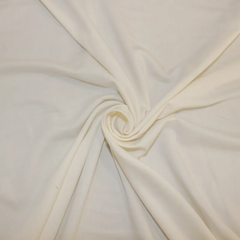 Tessuto jersey bamboo e cotone elastico bianco seta  | OEKO-TEX