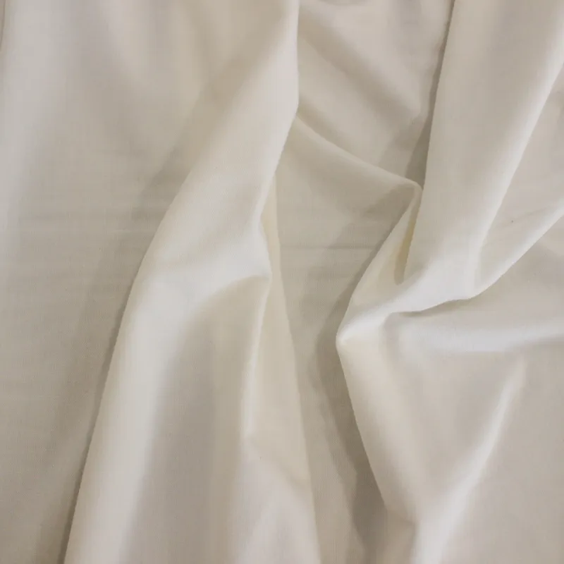 Tessuto jersey bamboo e cotone elastico bianco seta  | OEKO-TEX