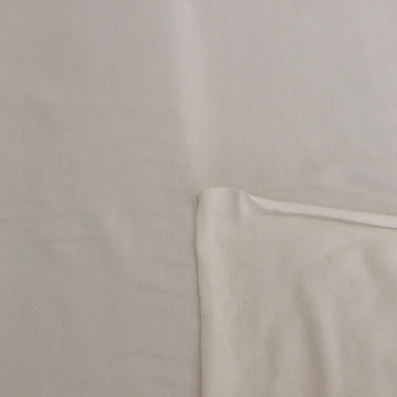 Tessuto jersey bamboo e cotone elastico bianco seta  | OEKO-TEX