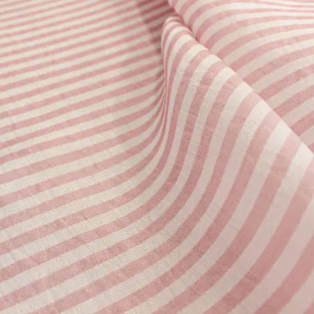 Tessuto viscosa rigata rosa | Tessuti Pregiati