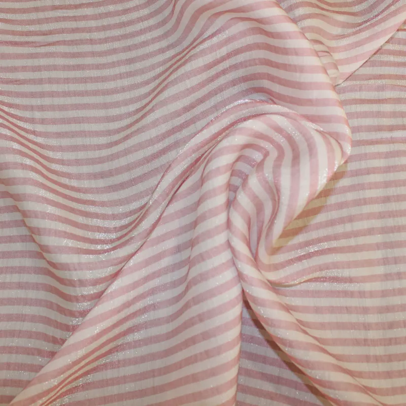 Tessuto viscosa rigata rosa | Tessuti Pregiati