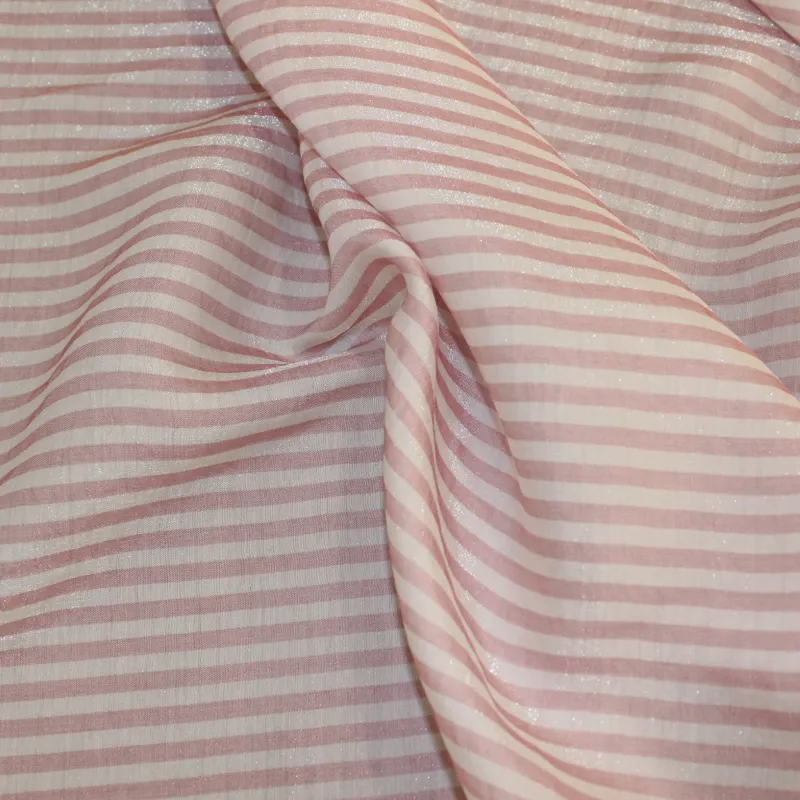 Tessuto viscosa rigata rosa | Tessuti Pregiati