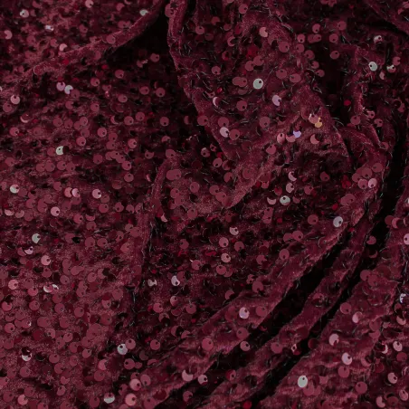 Tessuto velluto ciniglia con paillettes bordeaux | IL TESSUTAIO