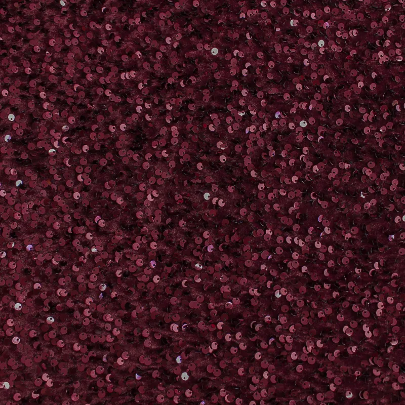 Tessuto velluto ciniglia con paillettes bordeaux | IL TESSUTAIO