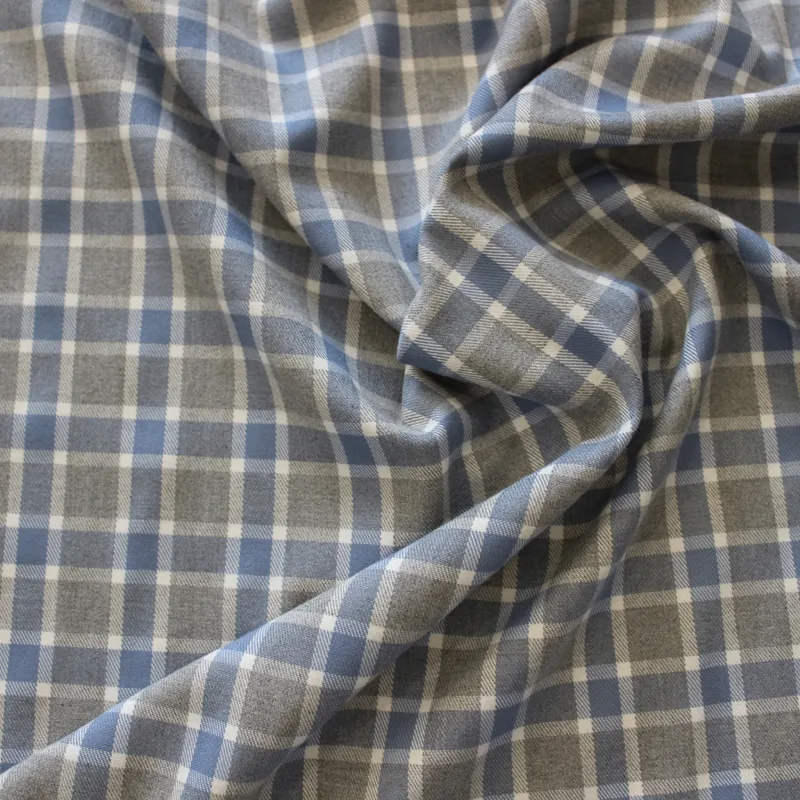 Tessuto scozzese celeste e grigio | IL TESSUTAIO