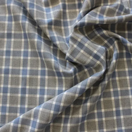 Tessuto scozzese celeste e grigio | IL TESSUTAIO