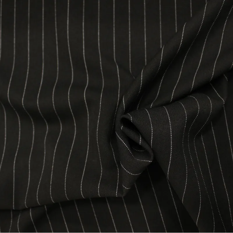 Tessuto Gessato nero e bianco | IL TESSUTAIO