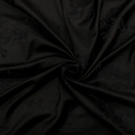 Tessuto in poliviscosa nero con ricami | IL TESSUTAIO