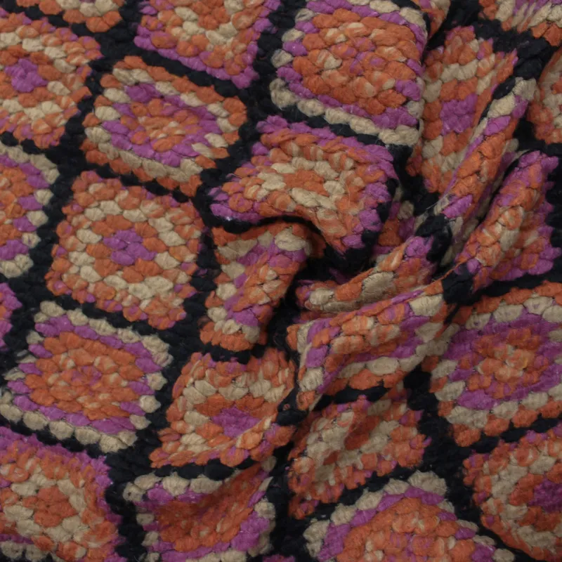 Tessuto quadri misto lana fuscia e arancio | tessuto deadstock.