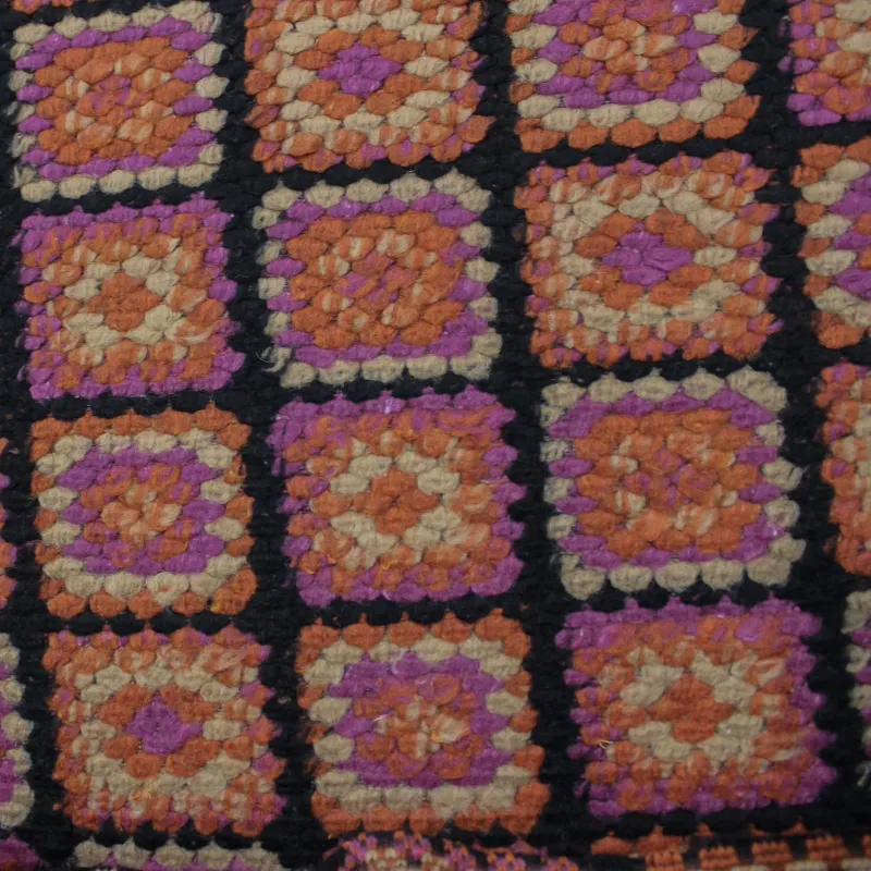 Tessuto quadri misto lana fuscia e arancio | tessuto deadstock.