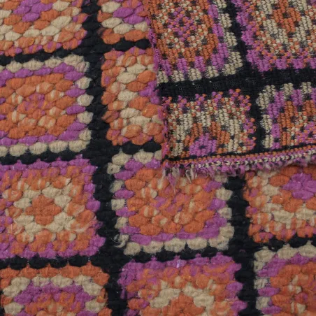 Tessuto quadri misto lana fuscia e arancio | tessuto deadstock.