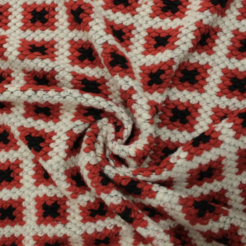 Tessuto quadri misto lana rosso| tessuto deadstock