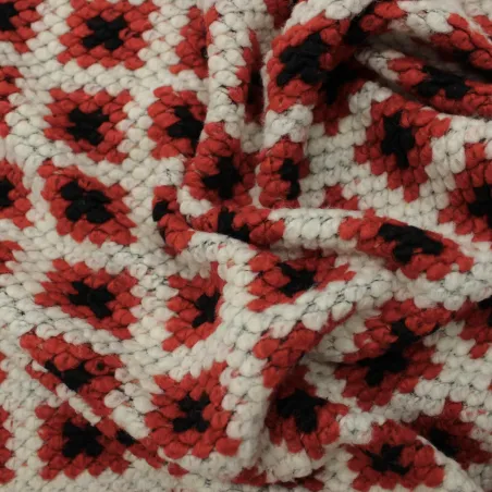 Tessuto quadri misto lana rosso| tessuto deadstock