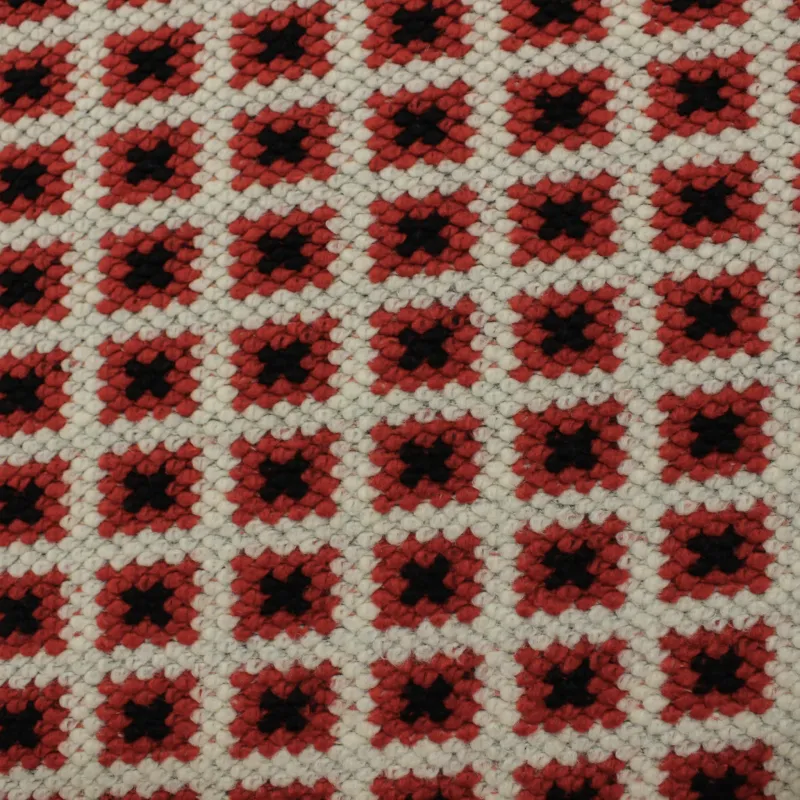 Tessuto quadri misto lana rosso| tessuto deadstock