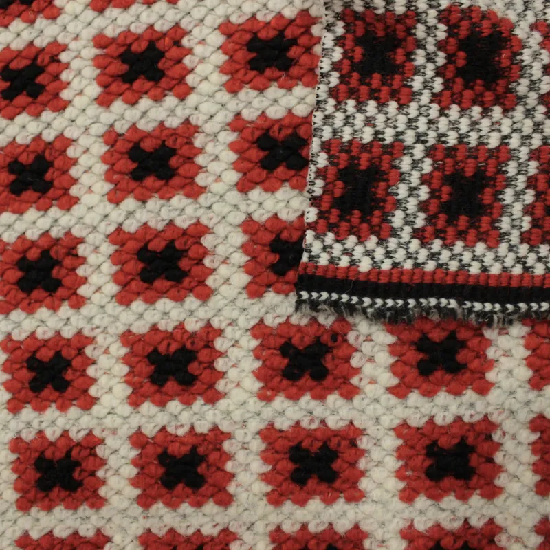Tessuto quadri misto lana rosso| tessuto deadstock