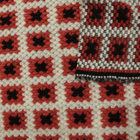 Tessuto quadri misto lana rosso| tessuto deadstock
