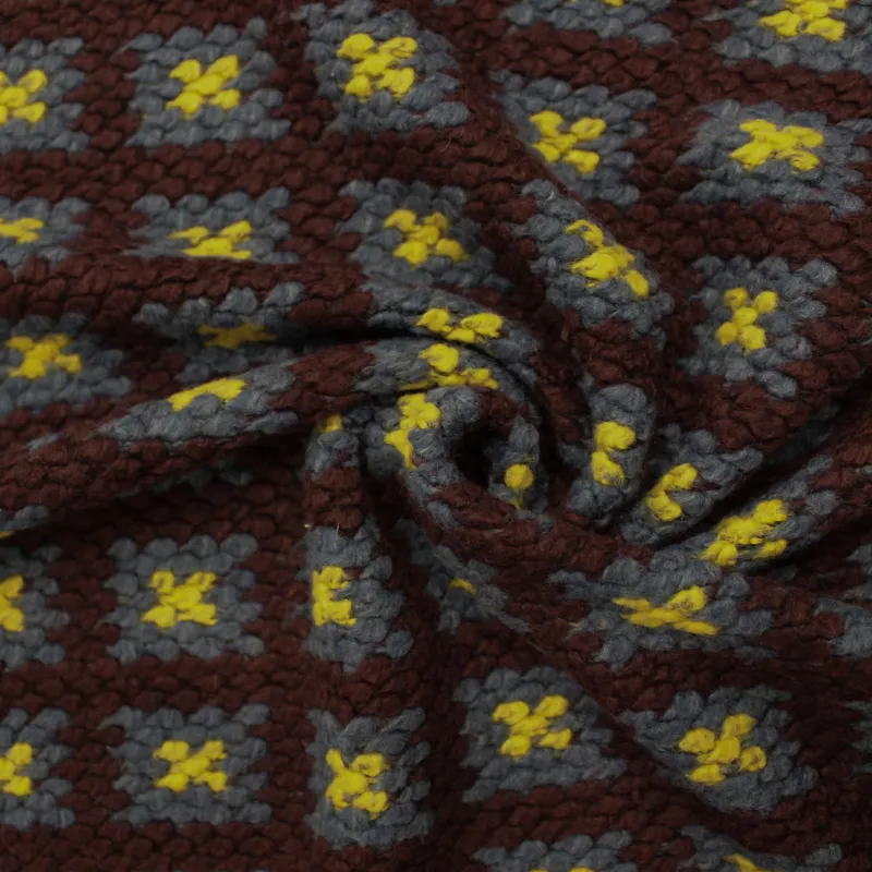 Tessuto quadri misto lana viola e blu | tessuto deadstock