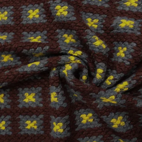 Tessuto quadri misto lana viola e blu | tessuto deadstock