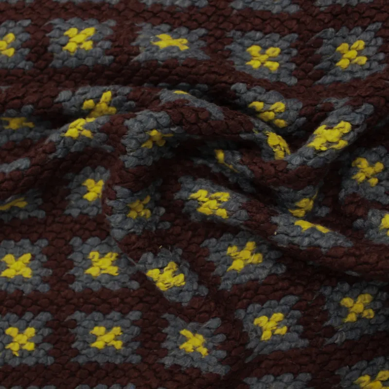 Tessuto quadri misto lana viola e blu | tessuto deadstock