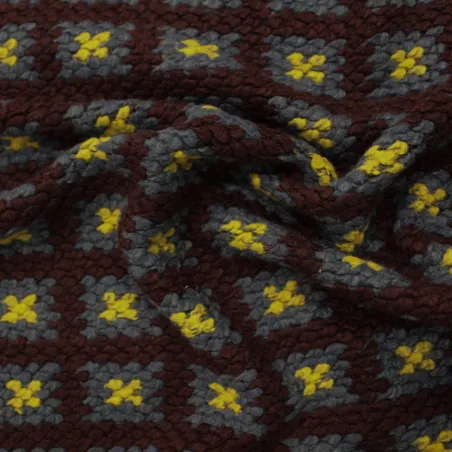 Tessuto quadri misto lana viola e blu | tessuto deadstock