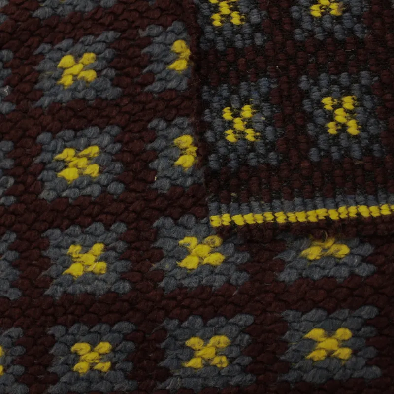 Tessuto quadri misto lana viola e blu | tessuto deadstock