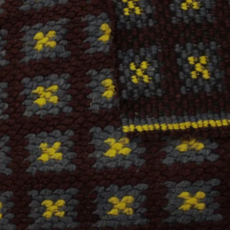 Tessuto quadri misto lana viola e blu | tessuto deadstock