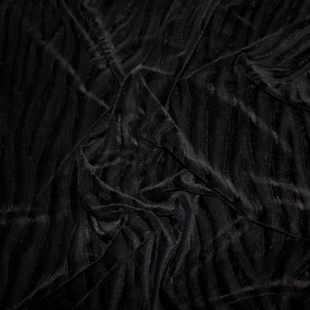 Velluto di ciniglia nero fantasia onde nero |Tessuti pregiati