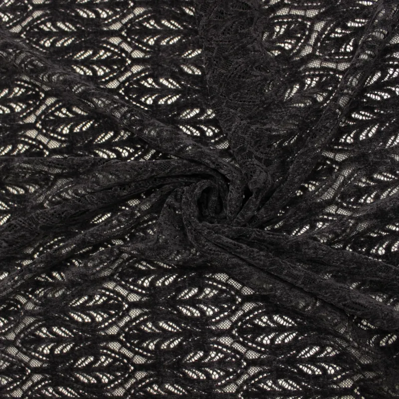 Pizzo Ciniglia Nero | Tessuti per abbigliamento donna | IL TESSUTAIO