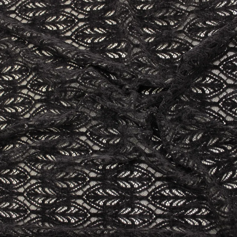 Pizzo Ciniglia Nero | Tessuti per abbigliamento donna | IL TESSUTAIO