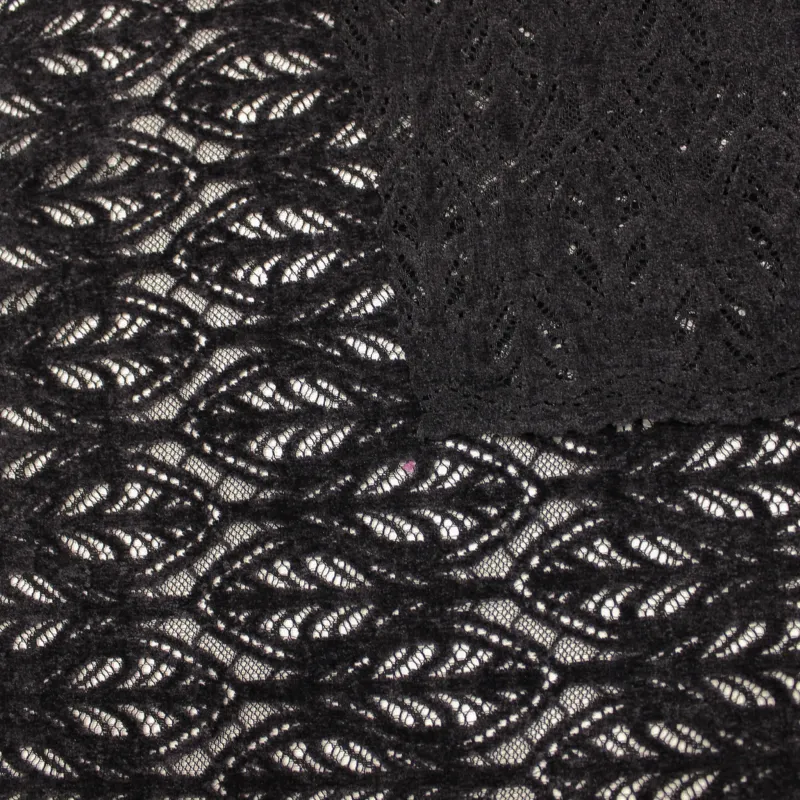 Pizzo Ciniglia Nero | Tessuti per abbigliamento donna | IL TESSUTAIO