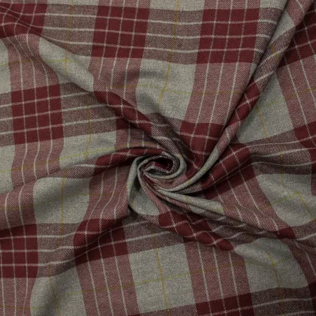 Tessuto scozzese misto lana made in Italy bordeux | IL TESSUTAIO