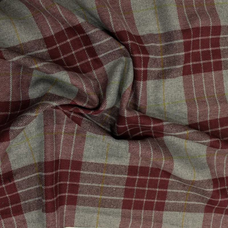Tessuto scozzese misto lana  made in Italy bordeux | IL TESSUTAIO