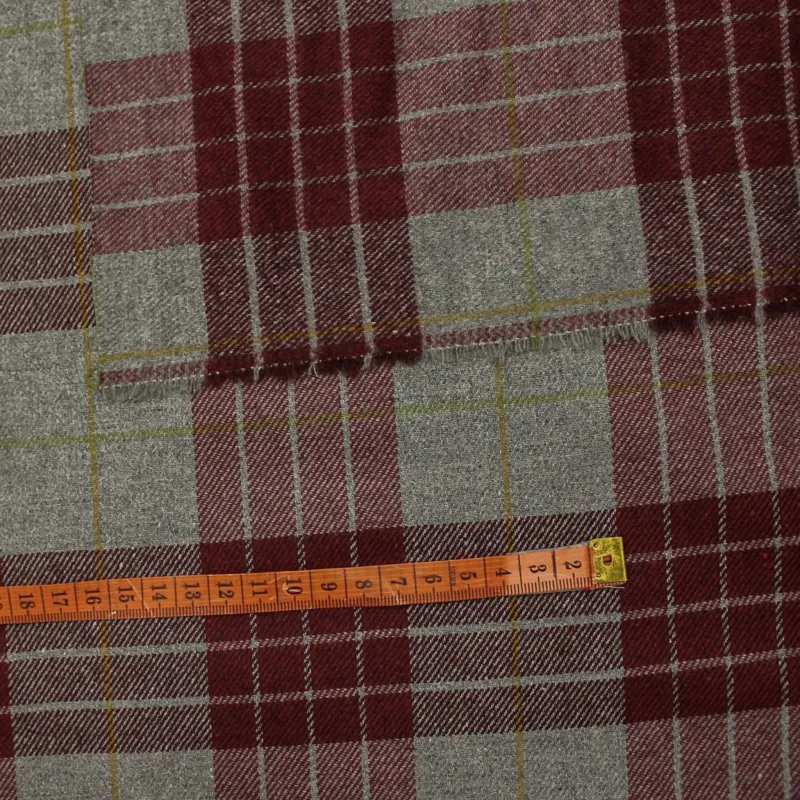 Tessuto scozzese misto lana  made in Italy bordeux | IL TESSUTAIO