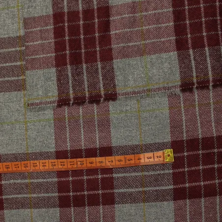 Tessuto scozzese misto lana  made in Italy bordeux | IL TESSUTAIO