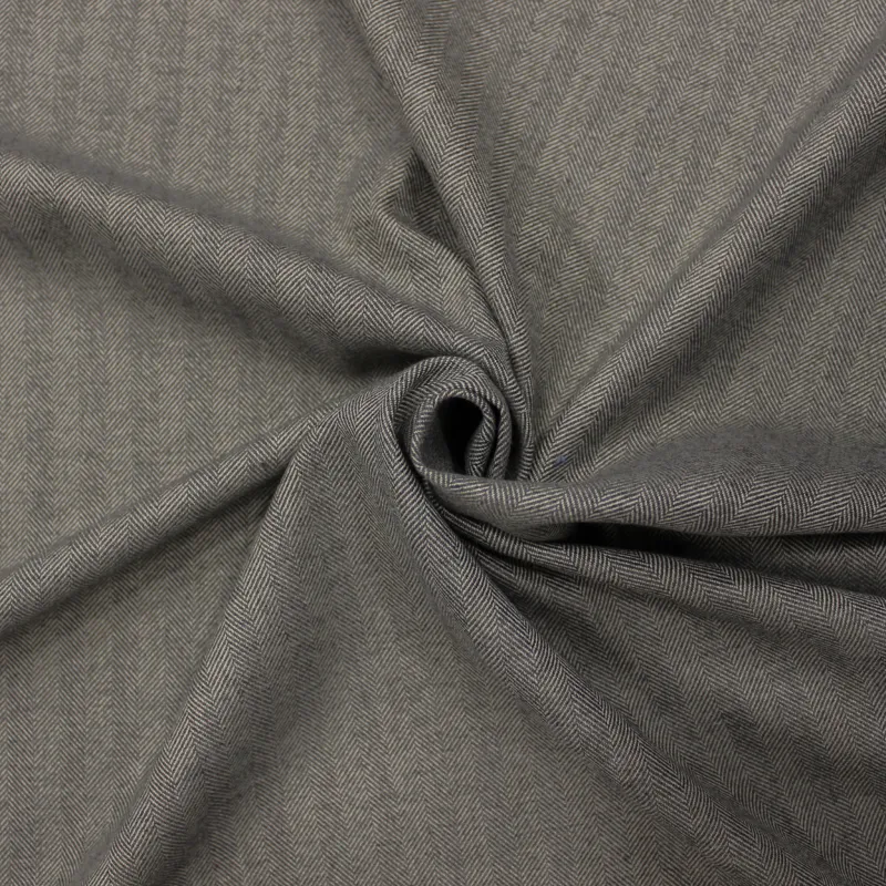 Tessuto poliviscosa spigato grigio   | IL TESSUTAIO